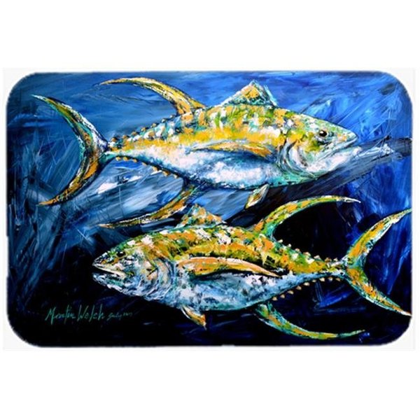 Carolines Treasures Carolines Treasures MW1125LCB Fish - Tuna Tuna Blue Glass Cutting Board - Large MW1125LCB